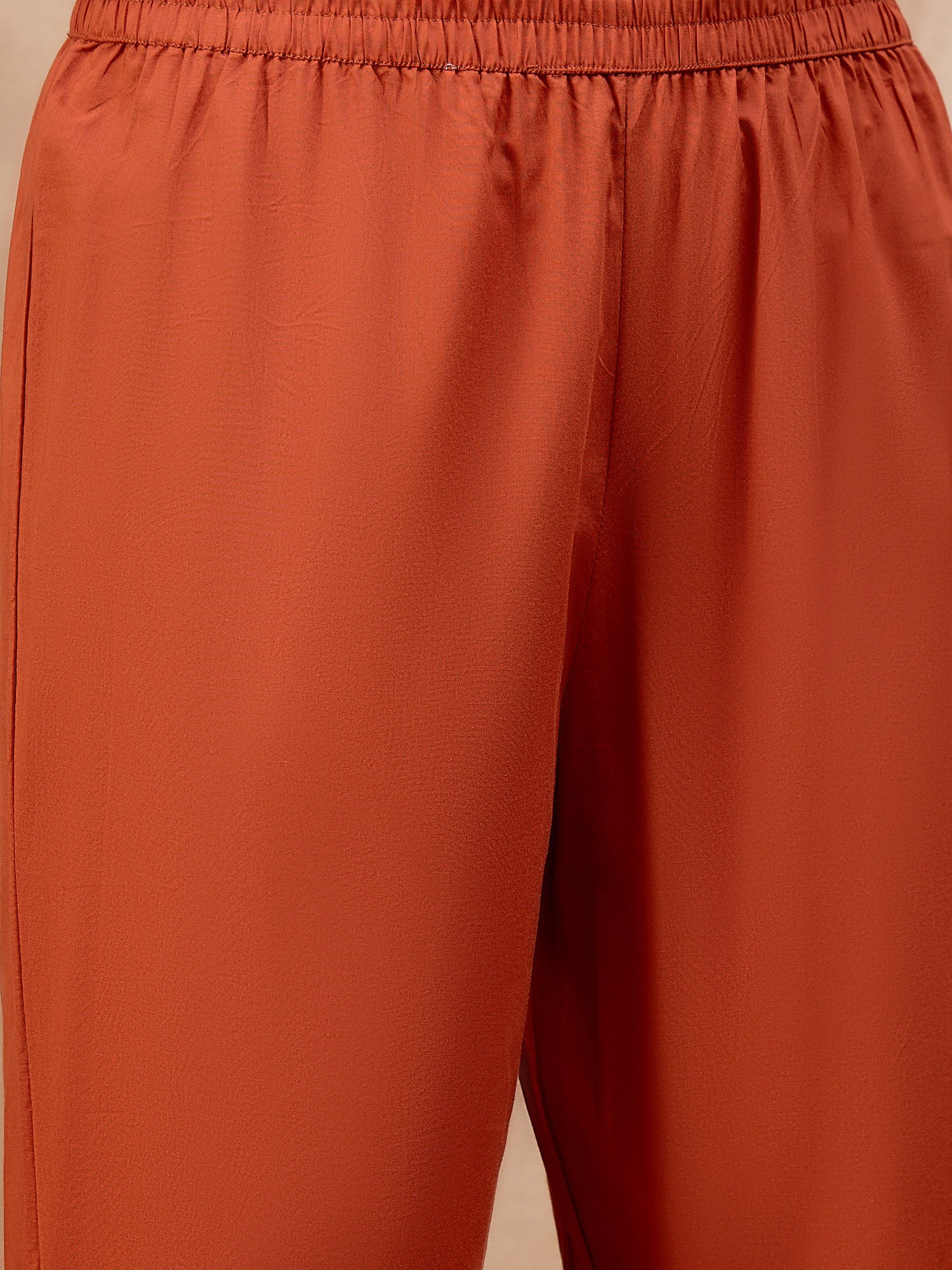 Orange Pure Cotton Embroidered Pleated A-Line Kurta Trouser With Dupatta
