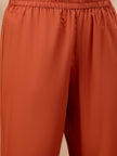 Orange Pure Cotton Embroidered Pleated A-Line Kurta Trouser With Dupatta