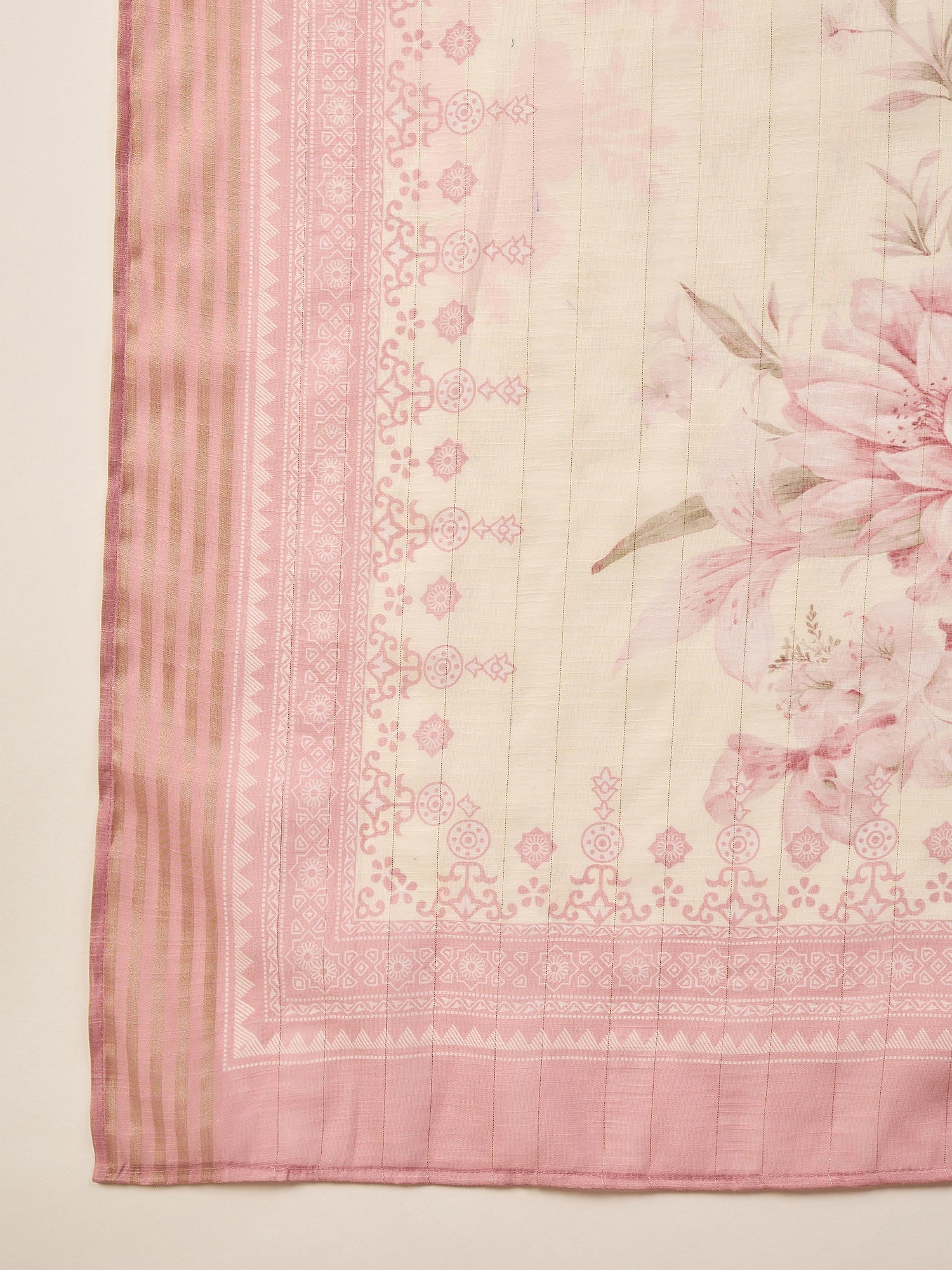 Multi Linen Printed A-Line Kurta Trouser With Dupatta