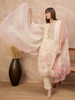 Multi Linen Printed A-Line Kurta Trouser With Dupatta
