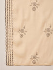 Off-White Chanderi Cotton Embroideried A-Line Kurta Trouser With Dupatta