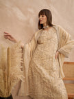 Off-White Chanderi Cotton Embroideried A-Line Kurta Trouser With Dupatta