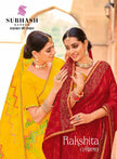 Rakshita: Chiffon Printed Embroidered Sarees with Tusser Silk Blouse