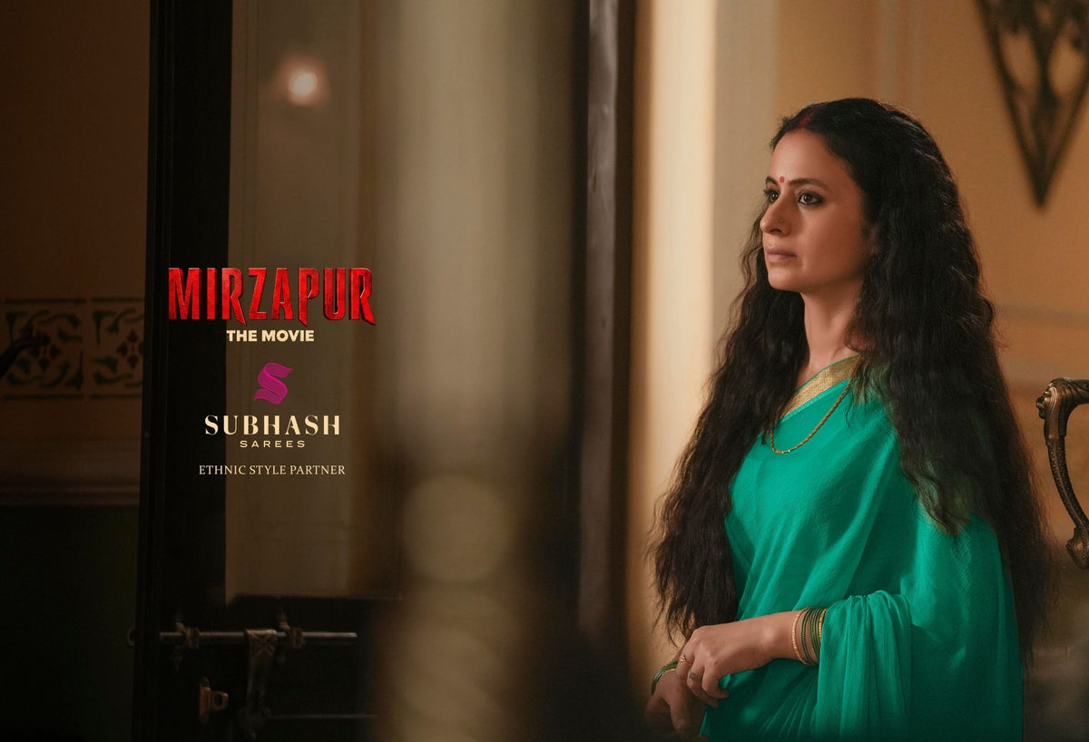 Rani - Mirzapur Special : Soild Sai Chiffon Saree with Gold Jari Border & Designer Blouse