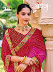 Bandhej-02 : Pure Chiffon Bandhani Print Embroidered Border Saree with Designing Blouse