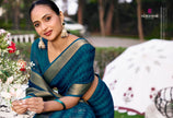 Riviera-28 : Soild Moss Chiffon Geo.Printed Saree with Chiffon Blouse