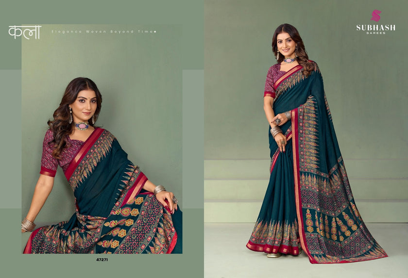 Paalika-03 : Silk Chanderi Mal Cotton Printed Saree with Silk Chanderi Blouse