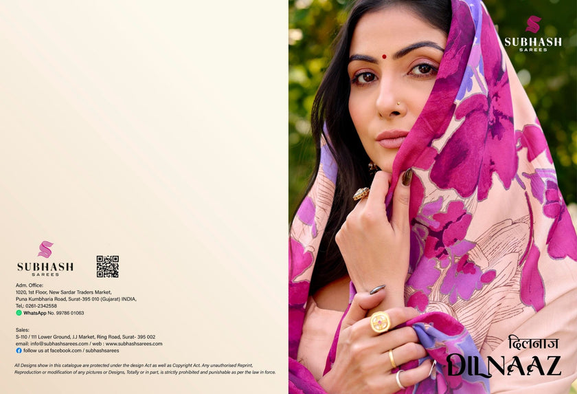 Dilnaaz: Satin Crepe Digital Floral Printed Sarees