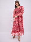 Multi Polyester Printed A-Line Dress