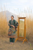 Green Pure Cotton Ajrakh Printed A-Line Kurta Trouser With Dupatta