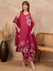 Rose Pure Cotton Floral Printed A-Line Sleeveless Kurta Trouser With Printed Dupatta
