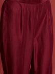 Maroon Chinon Printed A-Line Kurta  Trouser