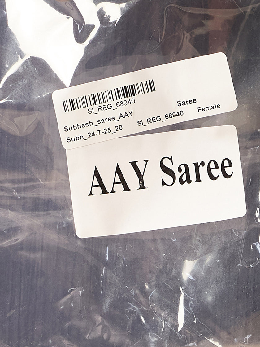 Blue Poly Chiffon Solid With Embroidered Border Saree with Unstitched Blouse