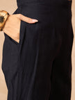 Black Cotton Blend Printed Anarkali Kurta Trouser With Dupatta