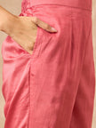 Pink Chanderi Silk Embroideried A-Line Kurta Trouser with Dupatta