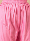 Pink  Silk Blend Solid A-Line Kurta Trouser With Dupatta