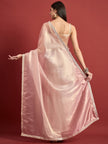 Pink  Organza Solid With Pure Gotta Embroidered Border Saree with Unstitched Fancy Blouse