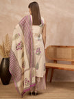 Multi Pure Cotton Floral Printed A-Line Sleeveless Kurta Trouser With Printed Dupatta