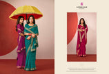 Riviera-29 : Printed Gerorgette with Gold jari Border Saree with Designer Printed Blouse