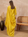 Yellow Pure Cotton Floral Embroidered With Buttons A-Line Kurta Trouser With Dupatta