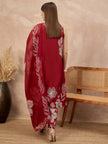 Maroon Pure Cotton Floral Printed A-Line Sleeveless Kurta Trouser With Printed Dupatta