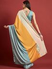 Multi Satin Digital Embroidered Woven Design  Saree with Unstitched Fancy Blouse