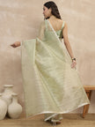 Light Green Organza Ready to Wear with Embroidered Lace Saree with Unstitched Blouse