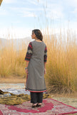 Red Pure Cotton Ajrakh Printed A-Line Kurta Trouser With Dupatta