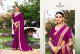 Riviera-28 : Soild Moss Chiffon Geo.Printed Saree with Chiffon Blouse