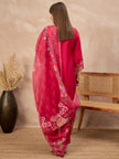 Rose Pure Cotton Beads & Stone Embroidered With Buttons A-Line Kurta Trouser With Printed Dupatta
