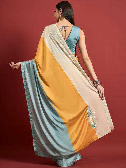 Green Organza Two Tone with Gota Lace Saree with Unstitched Blouse