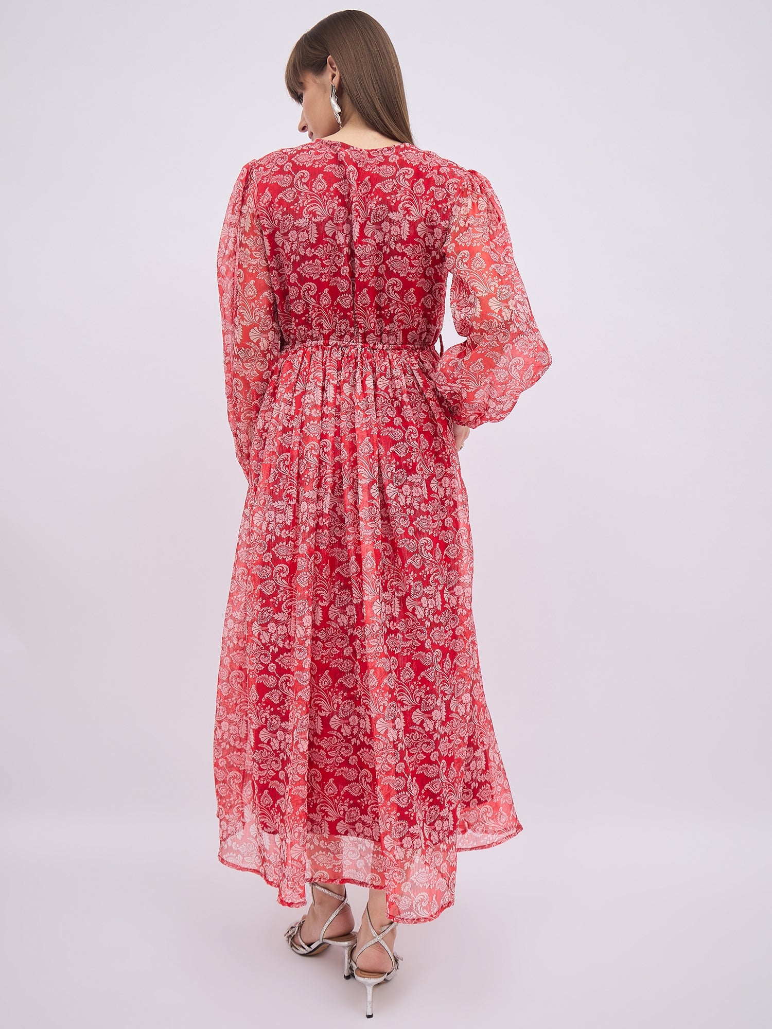 Multi Polyester Printed A-Line Dress