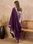 Purple Pure Floral Cotton Printed A-Line Sleeveless Kurta Trouser With Dupatta