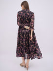Multi Polyester Printed Fit and Flare Dress