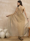 Beige Organza Solid With Stone Work Border Saree with Unstitched Blouse