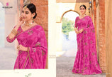 Rakshita: Chiffon Printed Embroidered Sarees with Tusser Silk Blouse