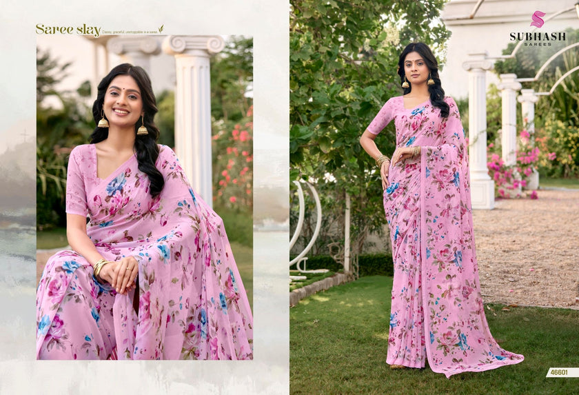 Gardenia-25 : Soft Georgette Floral Printed Saree with Printed Blouse