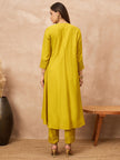 Yellow Silk Blend Solid A-Line Kurta Trouser