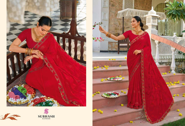 Maika: Chiffon Embroidered Sarees with Dupian Silk Blouse