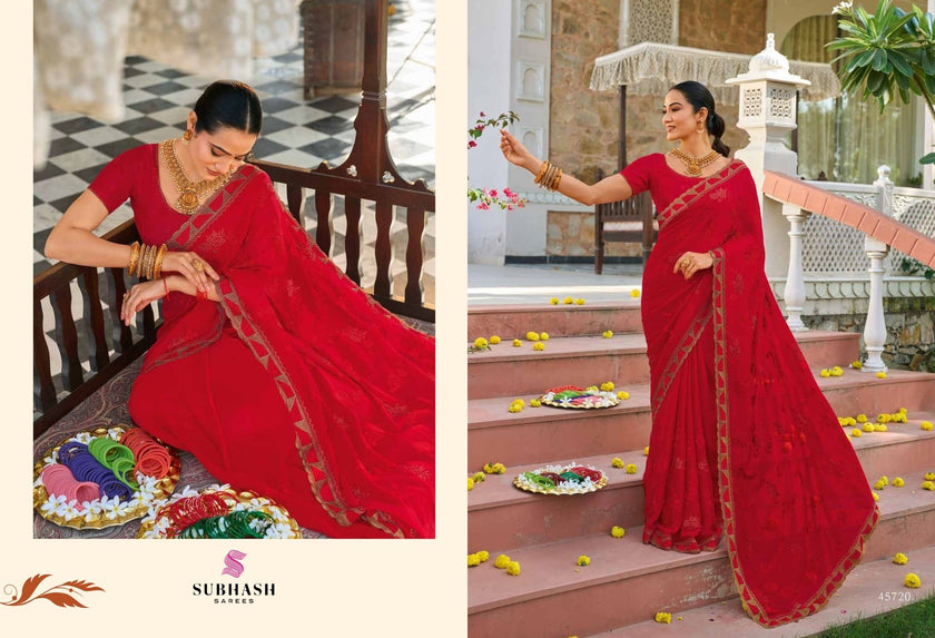 Maika: Chiffon Embroidered Sarees with Dupian Silk Blouse