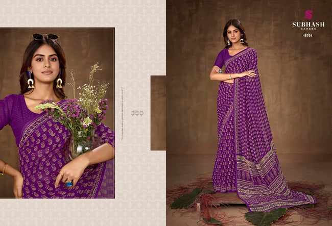 Homemaker-20 : Light Weight Georgette Printed Saree with Printed Blouse