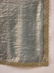 Silver Organza Solid with Gota Lace Saree with Unstitched Blouse