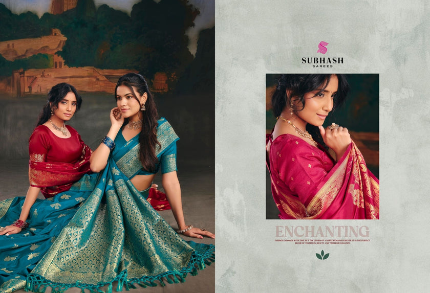 Pankhi - Mirzapur Special : Solid Silk Saree with Zari Border & Silk Blouse