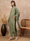 Green Pure Cotton Floral Embroidered A-Line Kurta Trouser With Dupatta