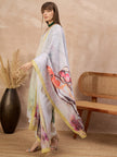 Multi Pure Cotton Digital Printed A-Line Kurta Trouser With Printed Dupatta