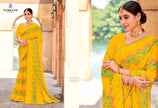 Rakshita: Chiffon Printed Embroidered Sarees with Tusser Silk Blouse