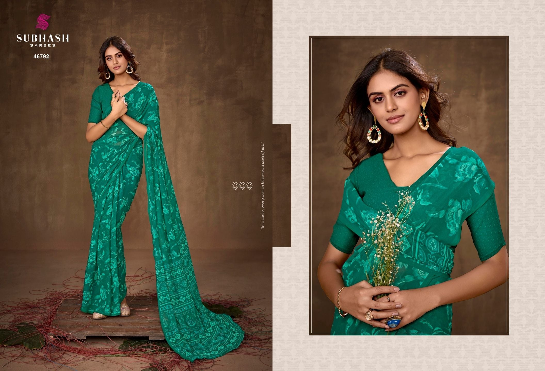 Homemaker-20 : Light Weight Georgette Printed Saree with Printed Blouse
