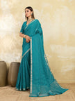 Green Silk Blend Solid Saree With Zari Border & Unstitched Blouse Featured In Mirzapur