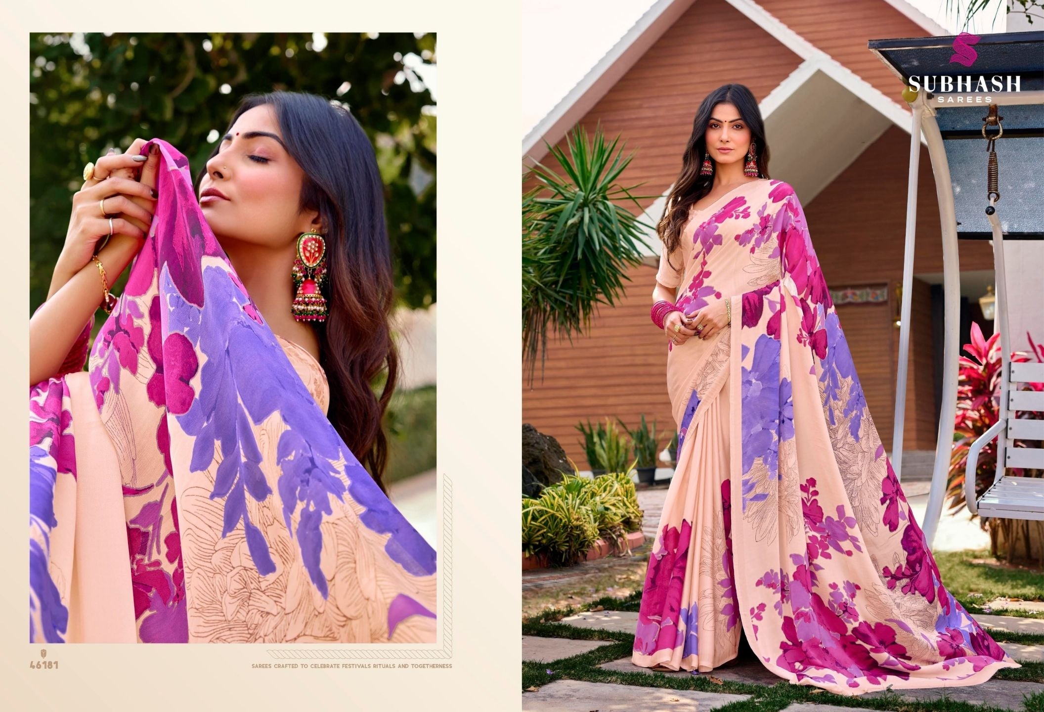 Dilnaaz: Satin Crepe Digital Floral Printed Sarees