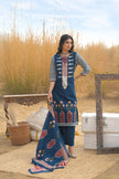 Blue Pure Cotton Ajrakh Printed A-Line Kurta Trouser With Dupatta